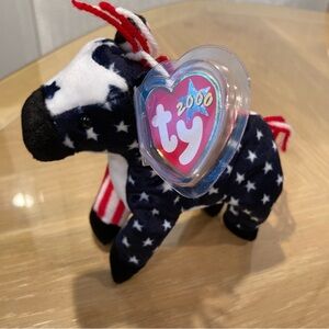 NWT Vintage "Lefty 2000” Beanie Baby. Date of birth 7/4/2000. Plastic tag holder